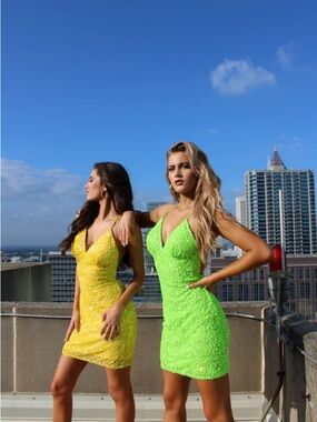 NWT Aleta neon green mini dress size 2